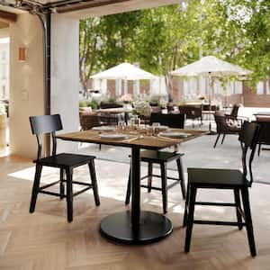 Top Guard Natural/Black base Wood 36 in. Column Dining table with 24 in. Black round table H8 base Seats 4