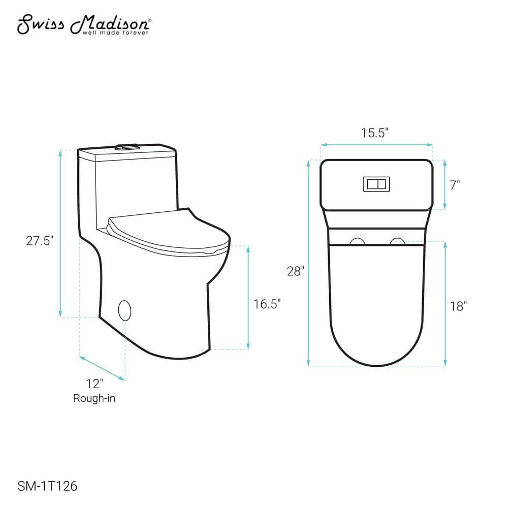 Daxton White Elongated Dual-Flush One-Piece Toilet