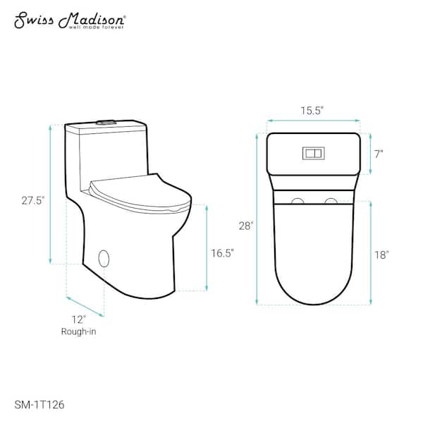 Swiss Madison Daxton 1-piece 1.1/1.6 GPF Dual Flush Elongated