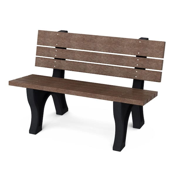 Heritage 4 ft. Tudor Brown and Black HDPE Plastic Outdoor Park Bench