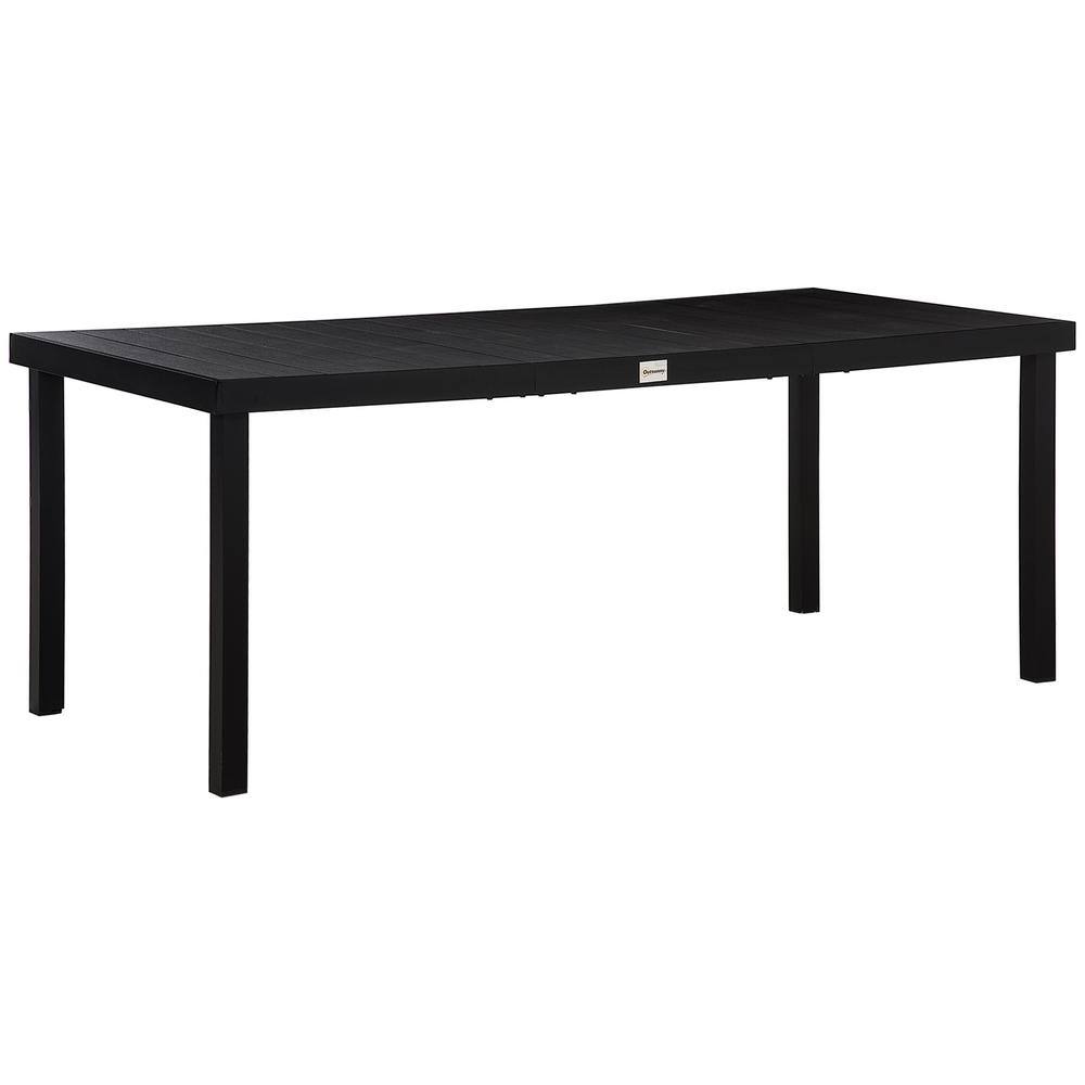 Modern Black Rectangular Aluminum Outdoor Dining Table for 8-People w/All-Weather Faux Wood Top for Garden, Lawn, Patio price history on PriceWatchPro