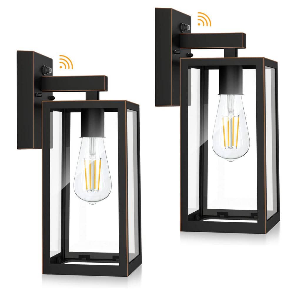 Modern Style 12.95 in. Oil-Rubbed Bronze Dusk to Dawn Indoor/Outdoor Hardwired Lantern Sconce with No Bulbs Included price history on PriceWatchPro