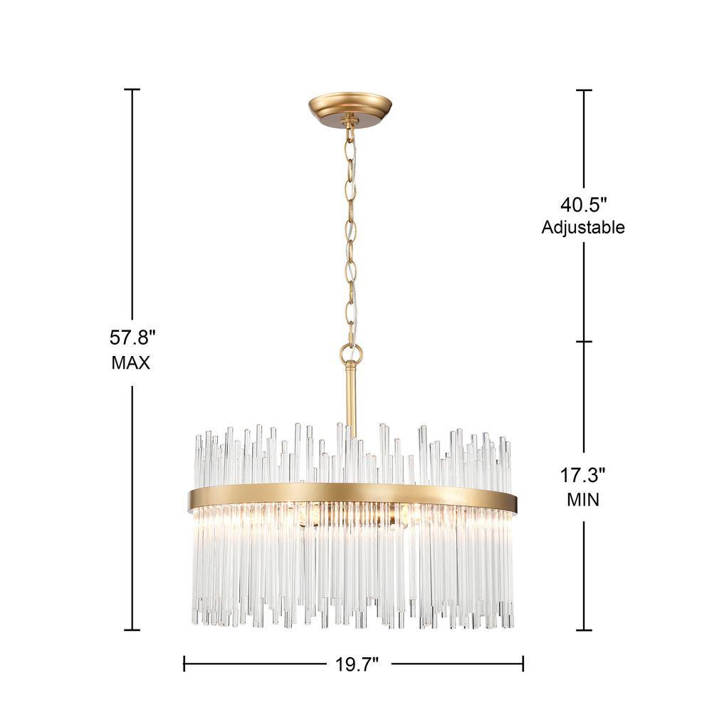 Casandra 5-Light Shiny Bronze Chandelier with Clear Crystal Bars