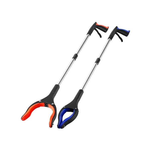 34 in. Foldable Grabber Reacher Tool 2-Pack with 90° Rotating Anti-Slip Jaw Magnet 4 in. Claw Opening