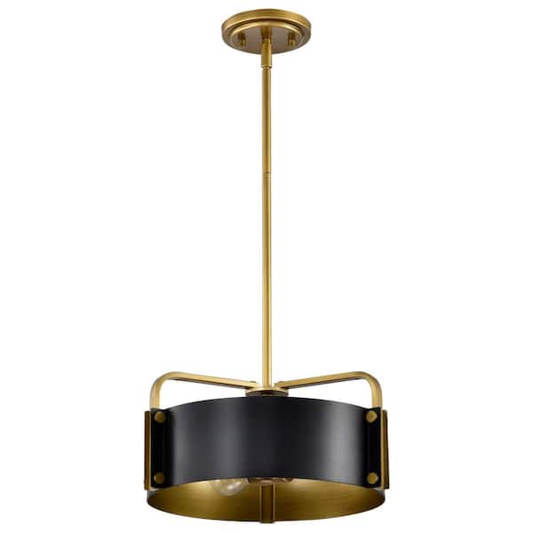 SATCO Altos 3-Light Matte Black Drum Pendant Light and No Bulbs Included