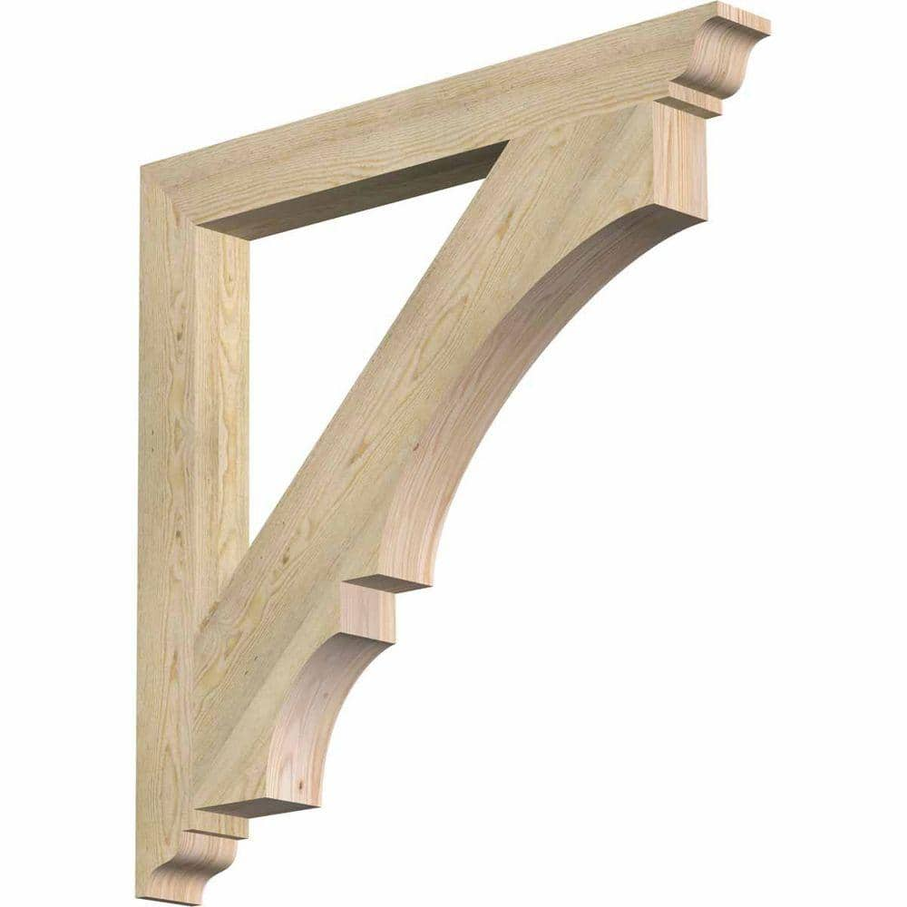 Ekena Millwork 4 in. x 38 in. x 38 in. Douglas Fir Balboa Traditional Rough Sawn Bracket