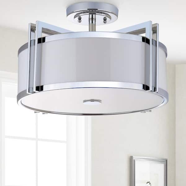 Orb 17 in. 3-Light Chrome Semi-Flush Mount Light