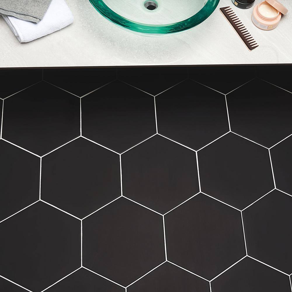 Master Hex 10" x 11" Matte Black Porcelain Tile
