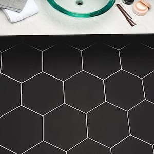 Master Hex Black 10.2 in. x 11.4 in. Matte Porcelain Floor and Wall Tile (10.76 sq. ft. / Case)