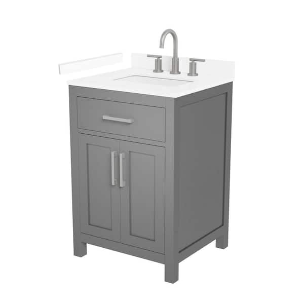 Beckett 24 in. Single Freestanding Dark Gray Bath Vanity with White Cultured Marble Top