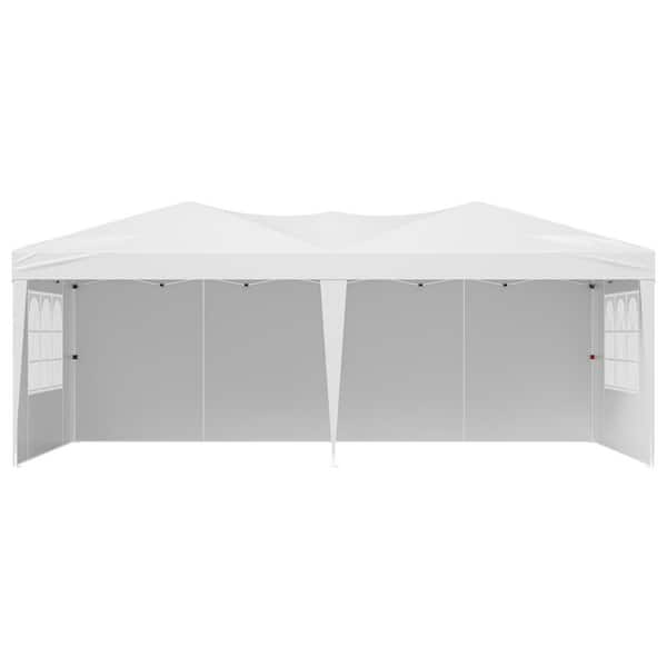Pop Up Canopy, 10 x 20 ft. Instant Canopy Portable Gazebo w/ 3-Sidewalls and 2-Ventilated Windows Height Adjustable Tent