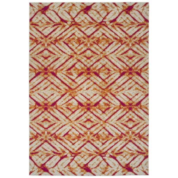 Kaleen Legata Collection Orange 2' x 3' Rectangle Residential Indoor-Outdoor Throw Rug