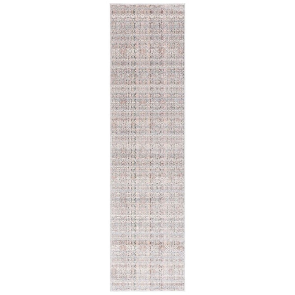 Princeton 3 ft. x 10 ft. Ivory/Blue Striped Ornate Runner Rug
