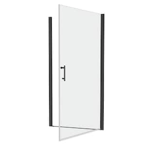 34-35 3/8 in. W x 72 in. H Frameless Pivot Shower Door in Matte Black 1/4 in. Tempered Glass, Open Outside, Easy Install