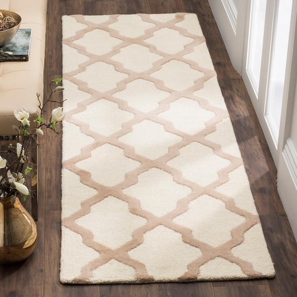 Cambridge Ivory/Beige 3 ft. x 16 ft. Geometric Runner Rug