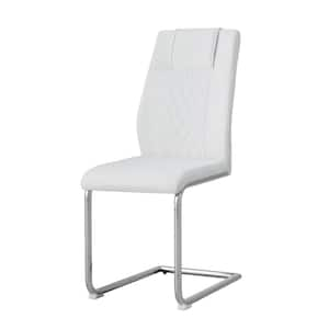 Modern White PU Leather Seat Dining Chairs Set of 6 for Kitchen, Living, Dining Room