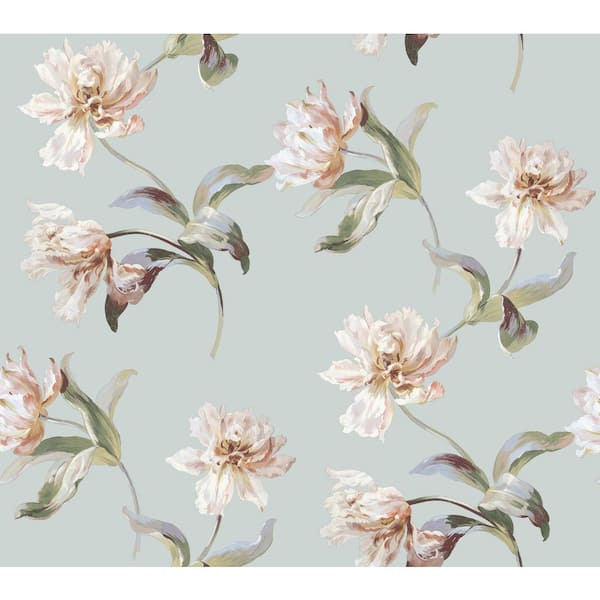 Large Parrot Tulip Blue and Pink Peel and Stick Wallpaper Roll