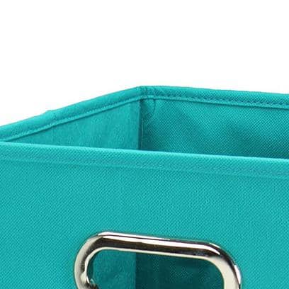 Aqua 11" Fabric Collapsible Lidded Storage Cubes (Set of 2)