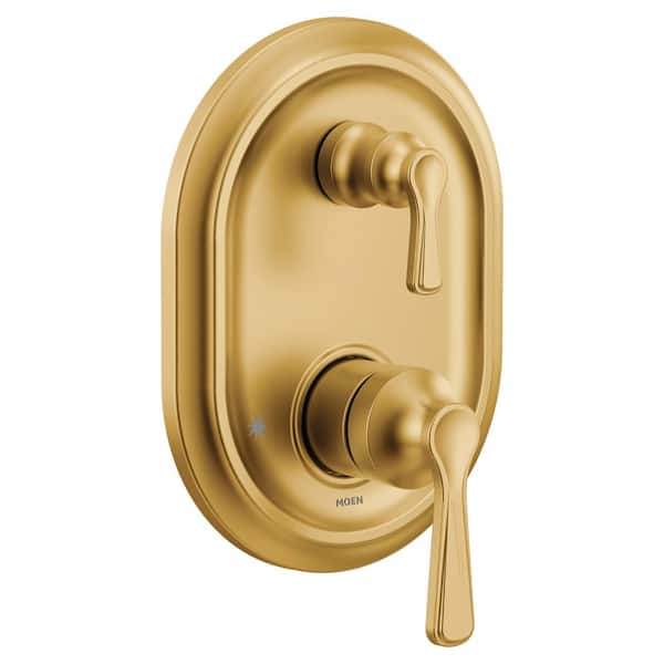 MOEN Traditional M-CORE 3-Series 2-Handle Shower Trim Kit with Integrated Transfer Valve in Brushed Gold (Valve Not Included)