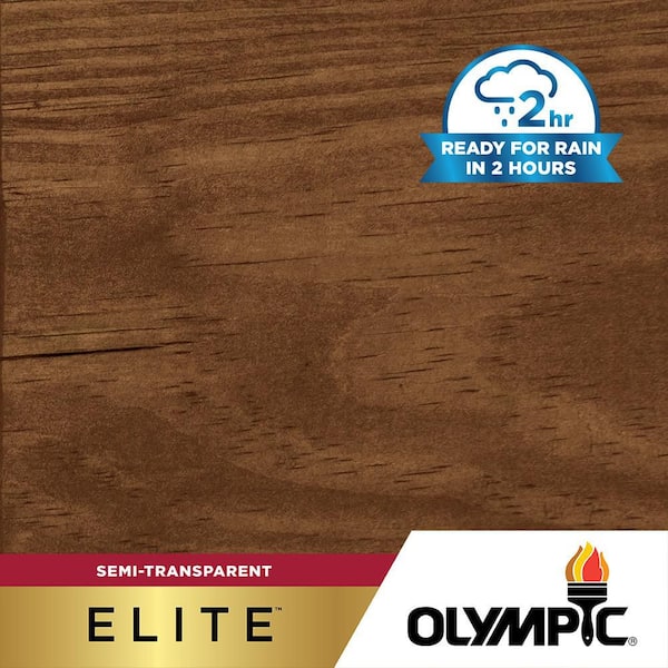Olympic Elite 5 gal. ST-2026 Teak Semi-Transparent Exterior Stain and Sealer in One Low VOC