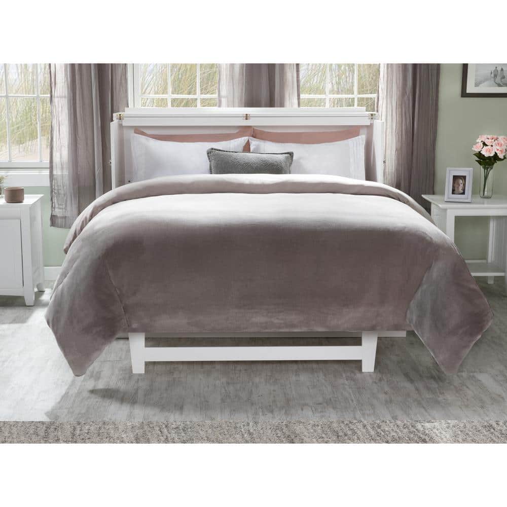 White Coastal Queen Murphy Bed Chest with Charging Station