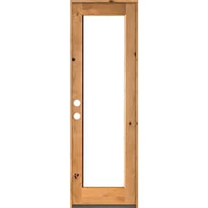 30 in. x 96 in. Rustic Knotty Alder Wood Clear Full-Lite w. Clear Stain Right Hand Inswing Single Prehung Front Door