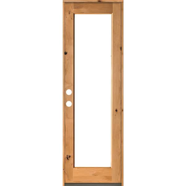 Krosswood Doors 30 in. x 96 in. Rustic Knotty Alder Wood Clear Full-Lite w. Clear Stain Right Hand Inswing Single Prehung Front Door