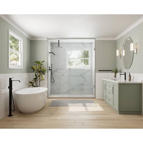 ClassicRain Single Handle 3-Spray Tub and Shower Faucet 2.5 GPM with Basin Faucet in Matte Black Valve Included