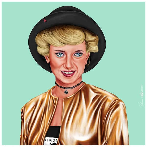 Empire Art Direct "Hip Princes Diana" Multi-color Free Floating Reverse Unframed Printed Tempered Art Glass Wall Art 24 in. x 24 in.