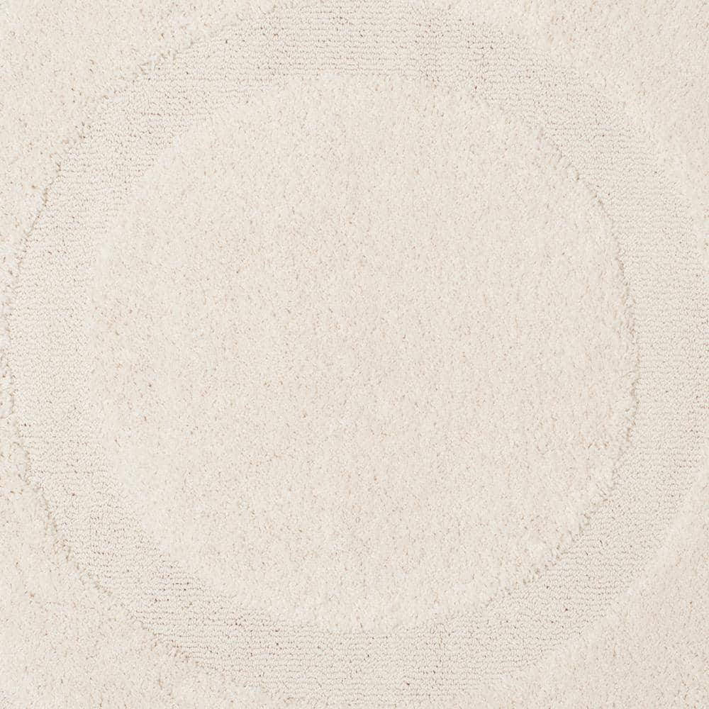 Cream Round Non-slip Shag Area Rug, 4' x 4'