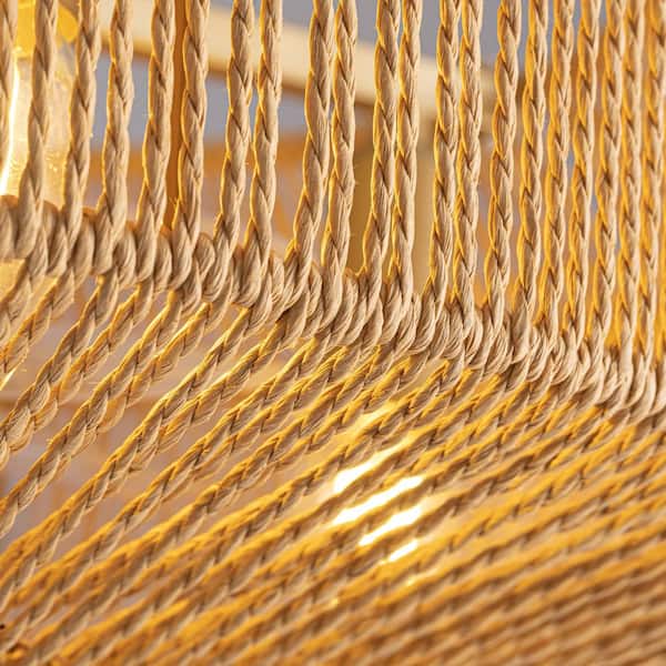 4-Light 20 in. Yellow Woven Flush Mount Standard Ceiling Fan with Lights and Remote for Small Room (Bulb Not Included)