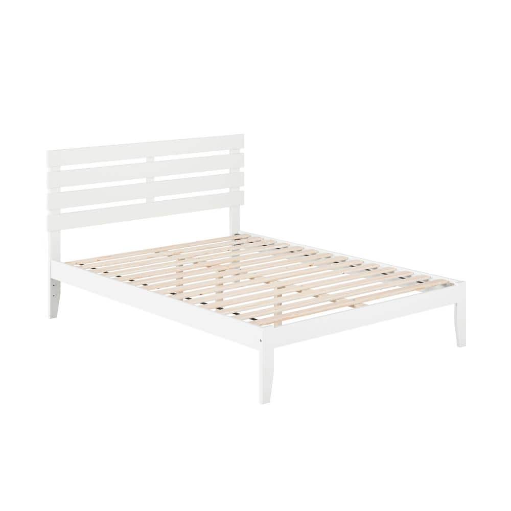 Oxford White Queen Wood Frame Bed with USB Charger