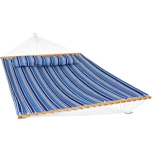10.6 ft. Breakwater Stripe Spreader Bar Hammock Bed in Blue