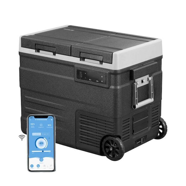 52 qt. Portable Convertible Electric Freezer Cooler in Black