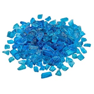 1/2 in. 10 lbs. Reflective Crushed Fire Glass for Indoor/Outdoor Gas Fire Pit, Fireplace and Landscaping, Sea Blue