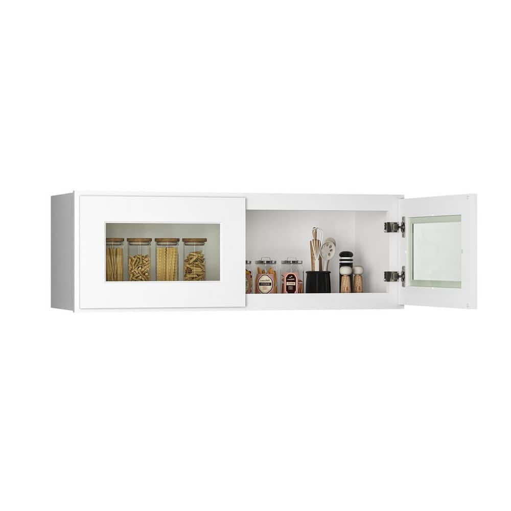 36-in W x 12-in D x 12-in H in Shaker White Plywood Ready to Assemble Wall Cabinets with Glass price history on PriceWatchPro
