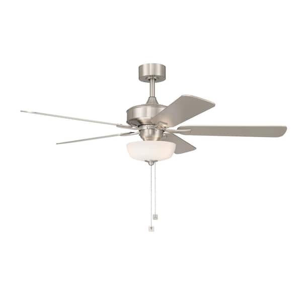 Gallant II 52 in. Indoor/Covered Outdoor Downrod Brushed Nickel Transitional Ceiling Fan w/ 3 3000K LED Bulbs Included