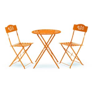 Indoor/Outdoor 3-Piece Bistro Set Folding Table and Chairs Patio Seating, Orange