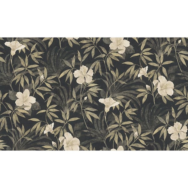 Advantage Malecon Charcoal Floral Wallpaper Sample