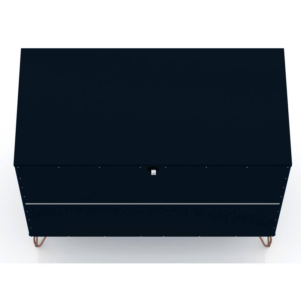 Set of 2 Midnight Blue 3-Drawer Dressers with Hairpin Legs