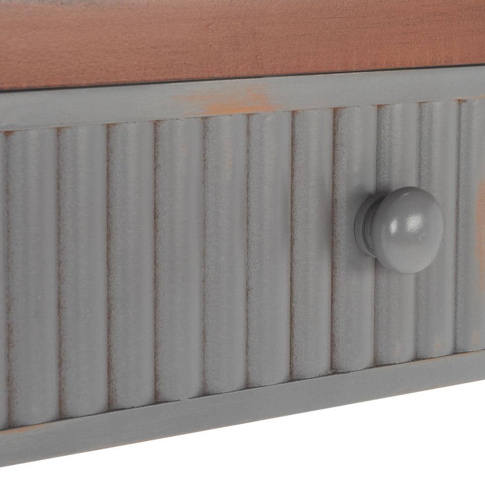 Beale Chic Taupe and Oak Wood Console Table with Fluted Storage Drawer