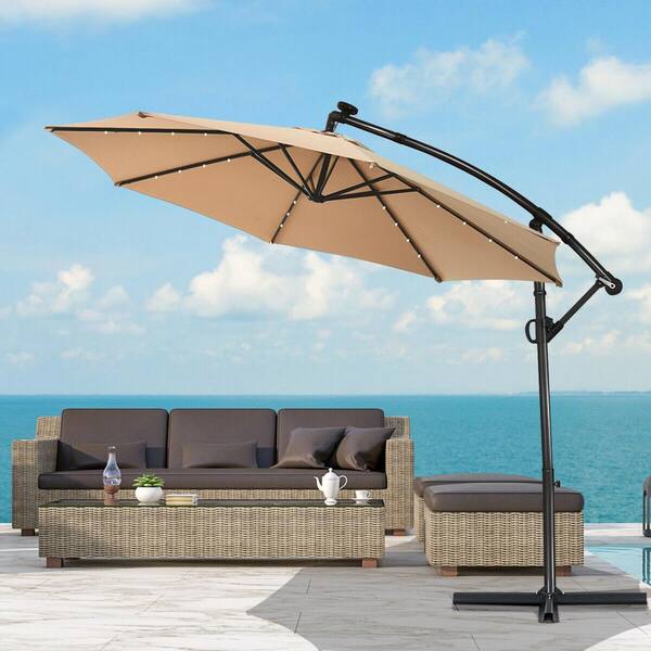 patio umbrella with lights and stand