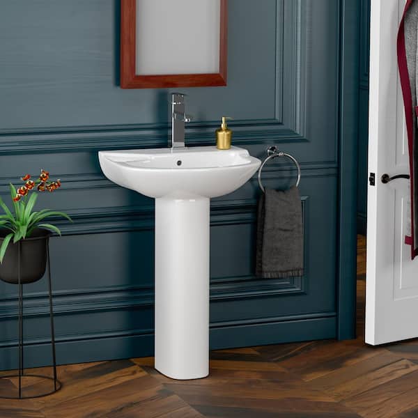 Anabel 555 Pedestal Combo Bathroom Sink in White