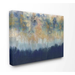 "Abstract Gold Blue Textured Surface Painting" by Third and Wall Canvas Wall Art 16 in. x 20 in.