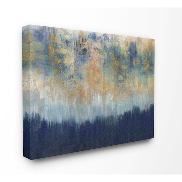 Stupell Industries "Abstract Gold Blue Tex tured Surface Painting" by Third and Wall Canvas Wall Art 40 in. x 30 in.