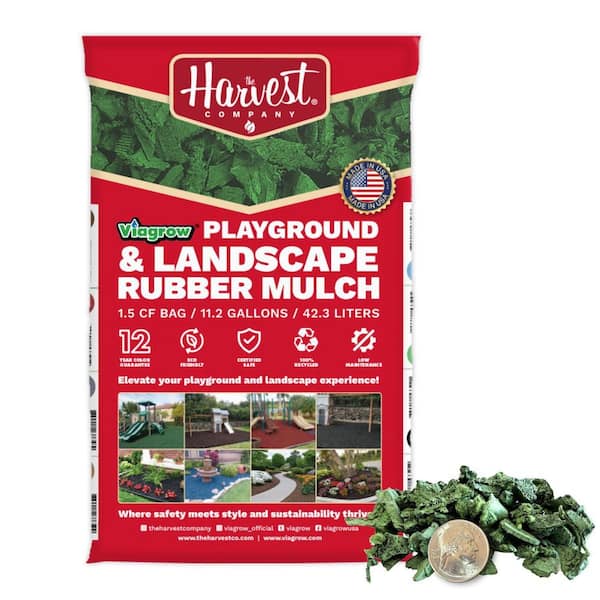 Viagrow 1.5 cu. ft. / 42.3 L Green Rubber Mini-Nuggets Bagged Mulch for Landscape and Playground (1-Pack)