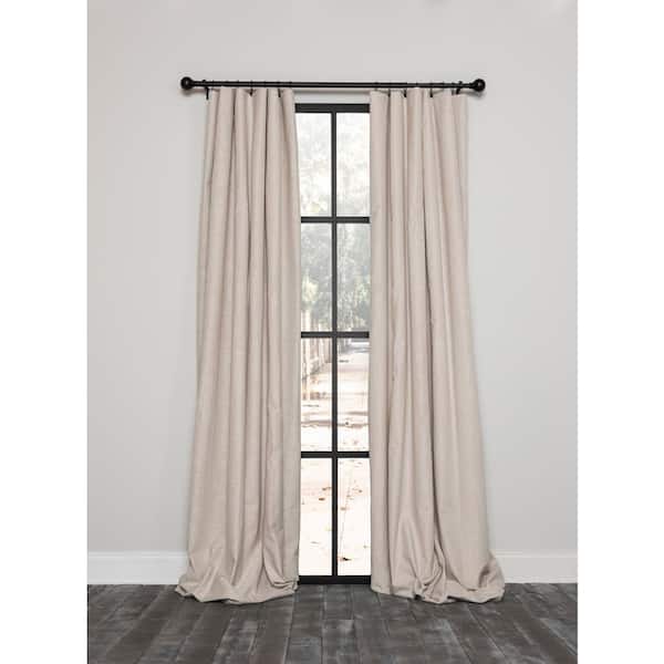 Lucille 54 in. x 63 in. Solid Blackout Thermal Rod Pocket Curtain Single Panel in Beige
