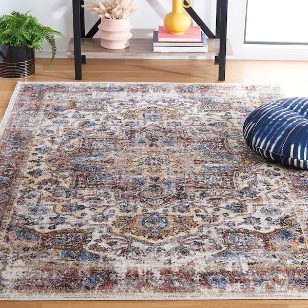 Astoria 5 ft. x 8 ft. Ivory/Blue Rust Transitional Medallion Area Rug