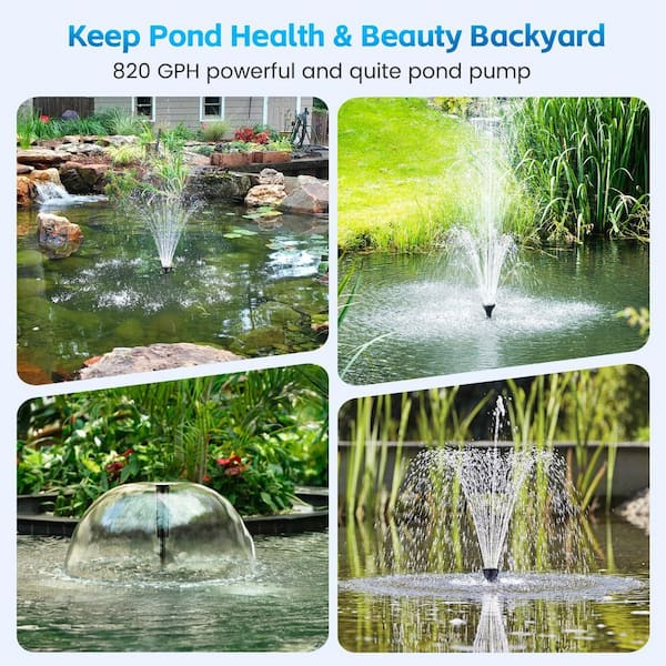 Oyezvary 820 GPH Pond Filter with Fountain Pump Kit, 60W Outdoor