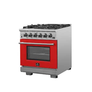 Capriasca 30 in. 4.32 cu. ft. Oven Gas Range with 5 Gas Burners in. Stainless Steel with Black Door